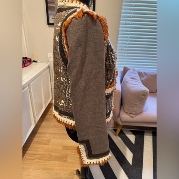 TORY BURCH RUNWAY Quincey Mixed Media Blazer Jacket Size 6 GUC - Picture 6 of 12